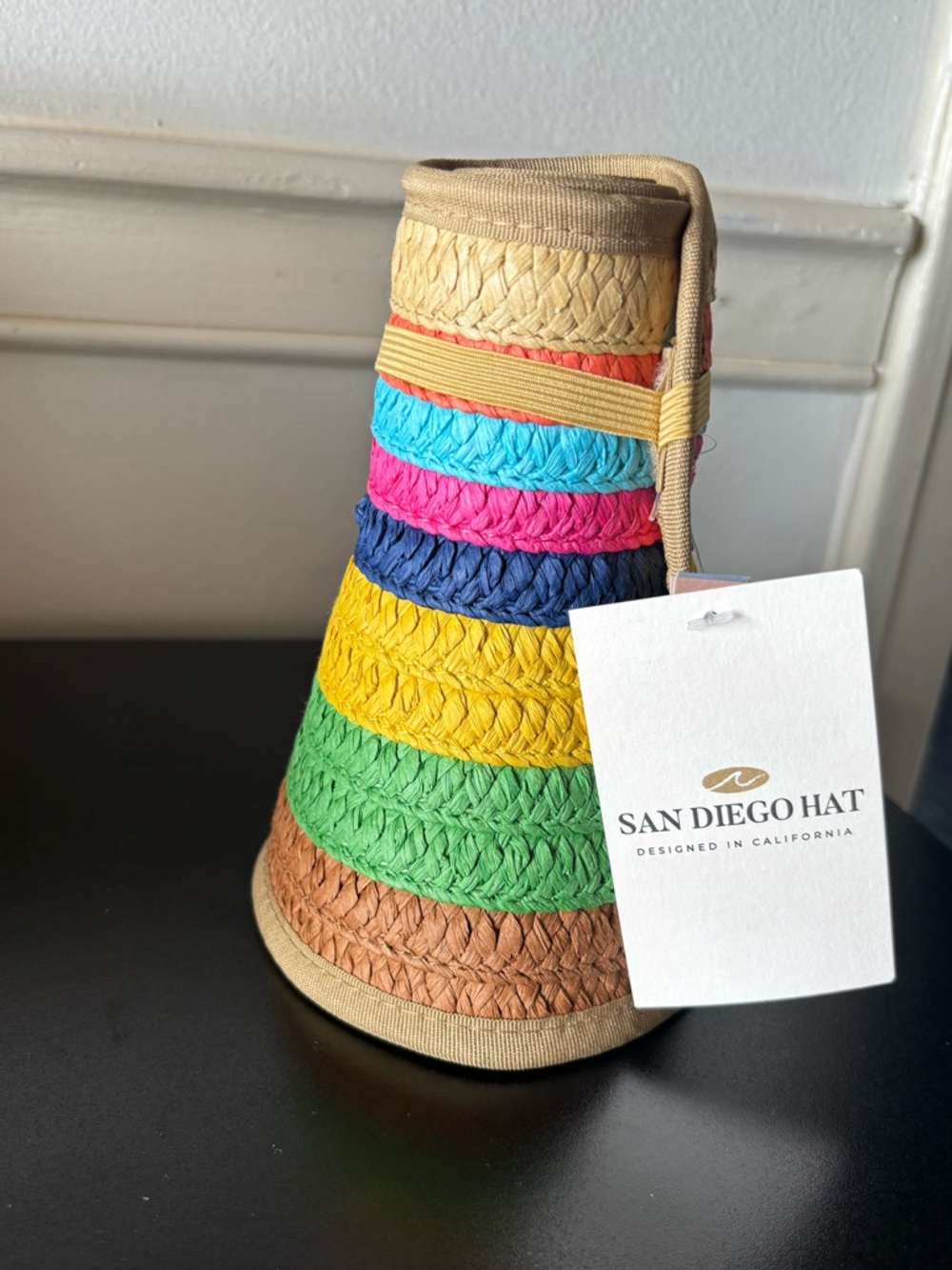 NWT SAN DIEGO HAT Multicolor Straw Visor - Brights. Packable, adjustable UPF 50+